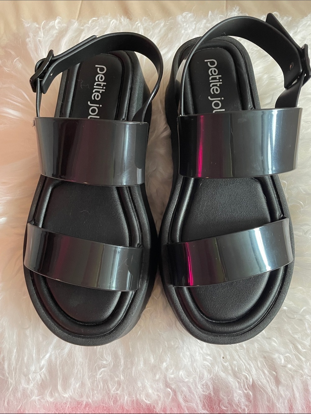 🖤 Petite Jolie Black Platform Jelly Sandals size 8 - Picture 5 of 13